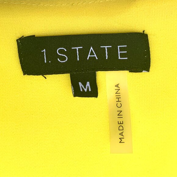 Women’s 1. STATE Yellow Long Sleeve V-Neck Blouse, Smocked Waist, Size M - Picture 5 of 8